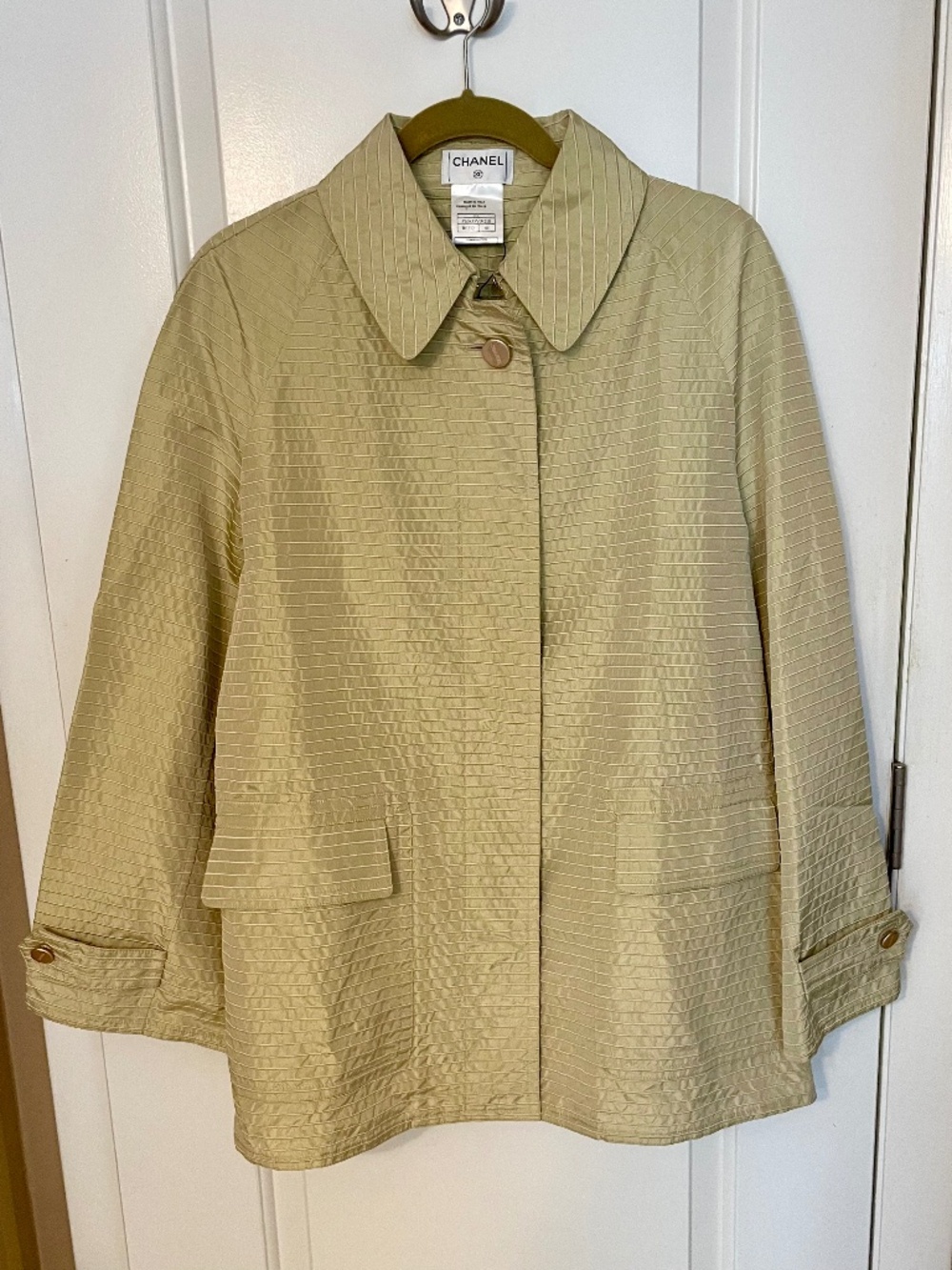 Chanel Vintage 2001 Cruise Soutien Collar Jacket Coat Green IT 44 P16833V09218